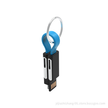 High Quality Mini 6 in 1 Usb Keychain Magnet Charger Cable 1.2 mm stainless steel cable keychain